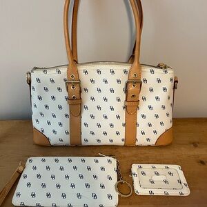 Dooney & Bourke White and Tan Satchel